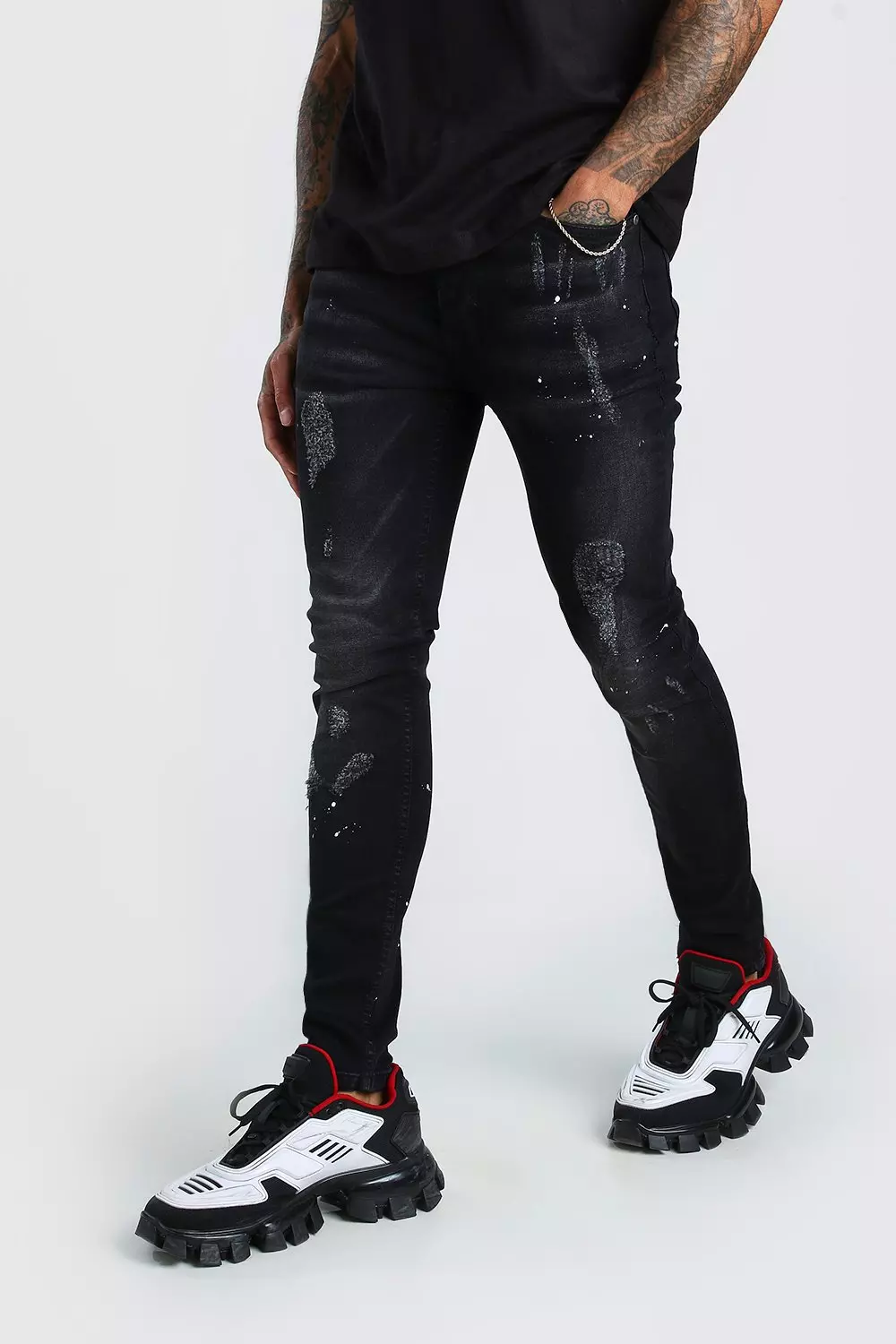 Jeans with paint store splatter